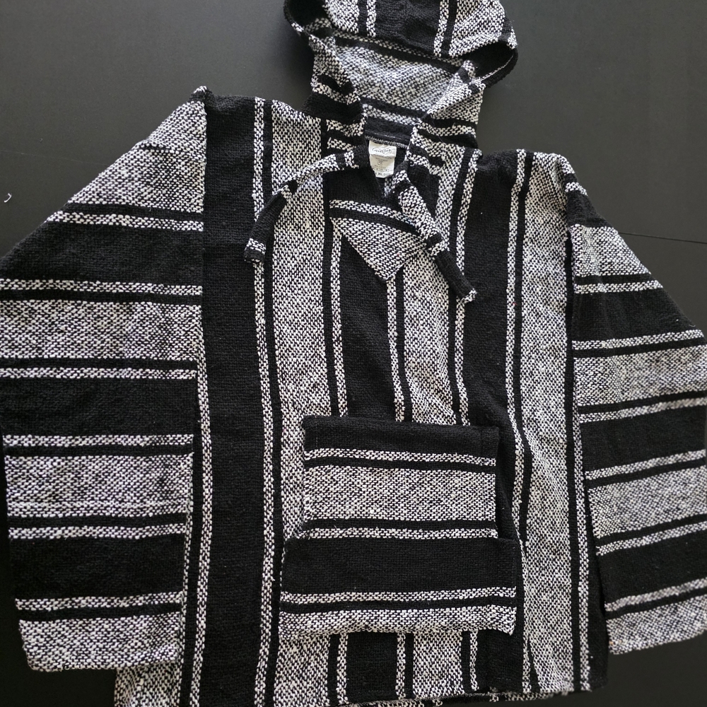 Monochrome Striped Men's Hoodie Sweater